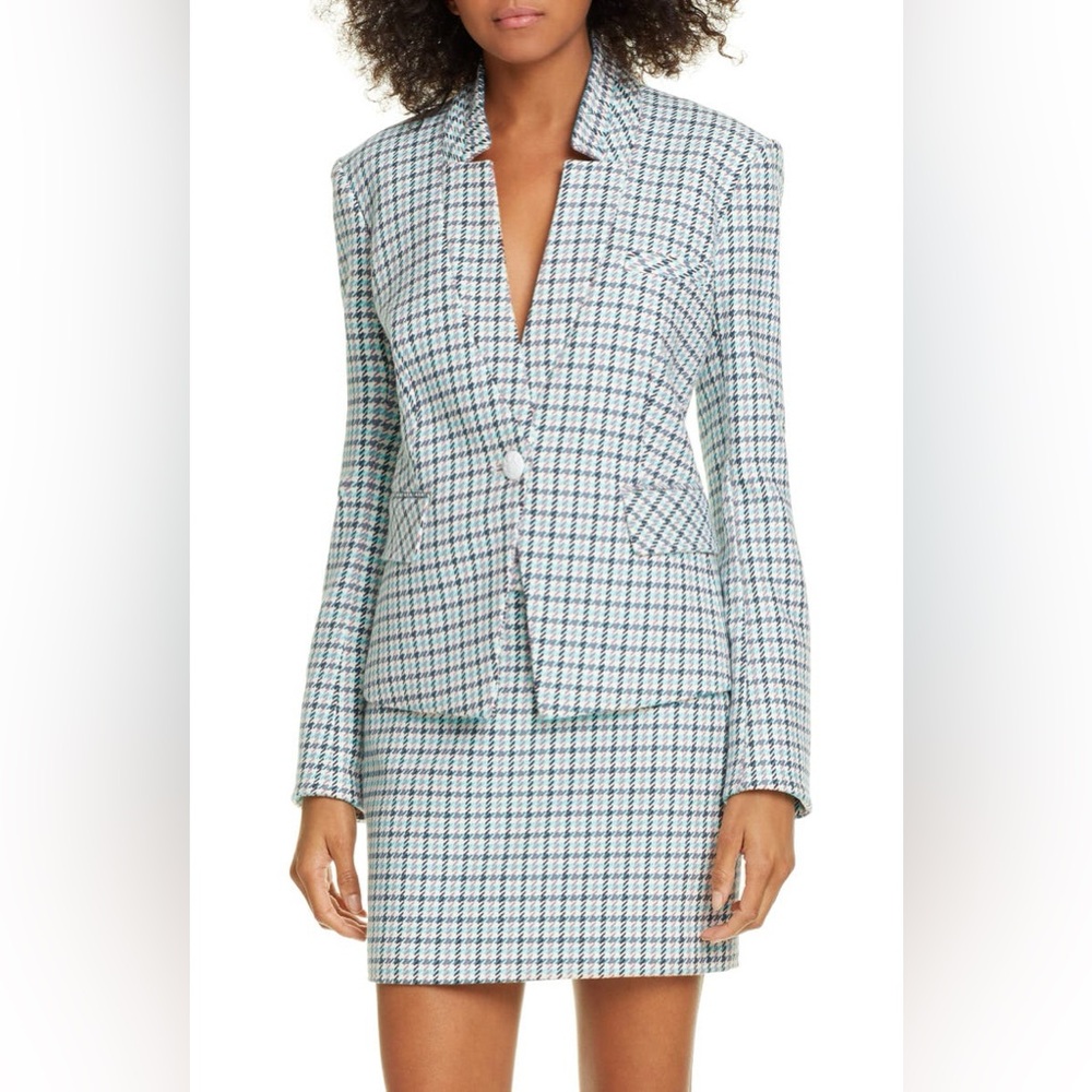 NEW Veronica Beard Blue and White Plaid Blazer